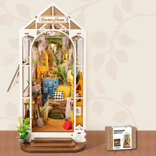 Robotime Rolife DIY Book Nook Wooden Miniature Doll House for Bookshelf Insert Furniture Model to assemble