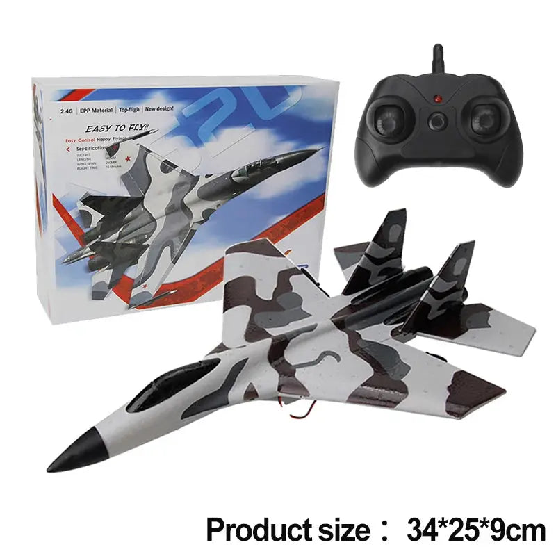 SU-35 RC Fighter Jet Foam Glider – 2.4G Remote Control Fixed Wing Airplane for Kids & Hobbyists - Model to assemble