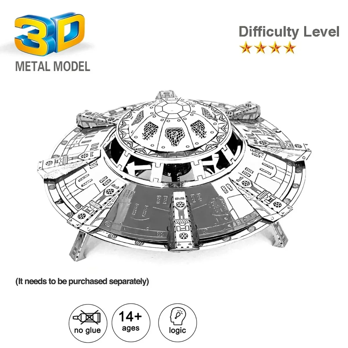 3D Metal Puzzle UFO DIY Handmade Space Exploration Spacecraft Assembly Model Jigsaw Puzzle Toys For Adult Kids Model to assemble