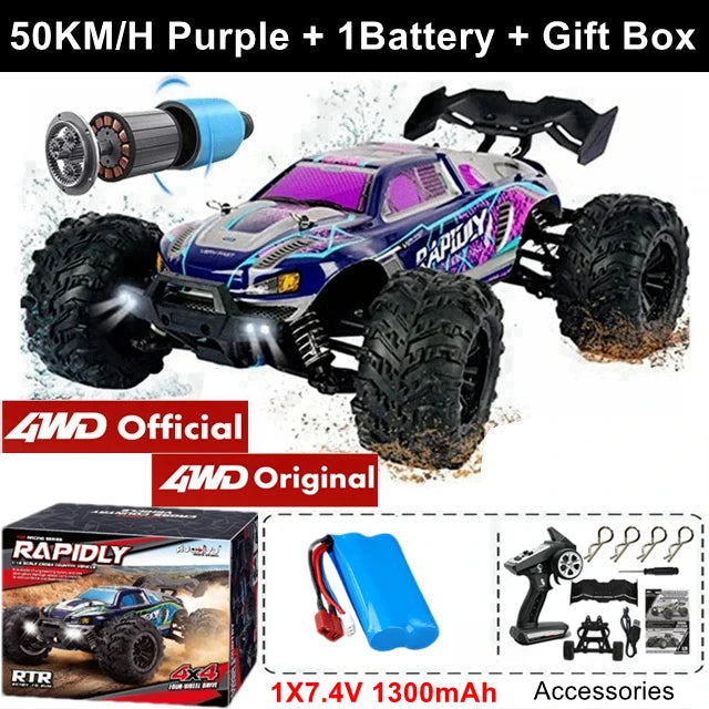 4WD Remote Control Car Off Road 4x4 RC High Speed Buggy Truck Super Brushless 50 or 80KM/H Fast Drift Racing Toy Kids Adults Model to assemble