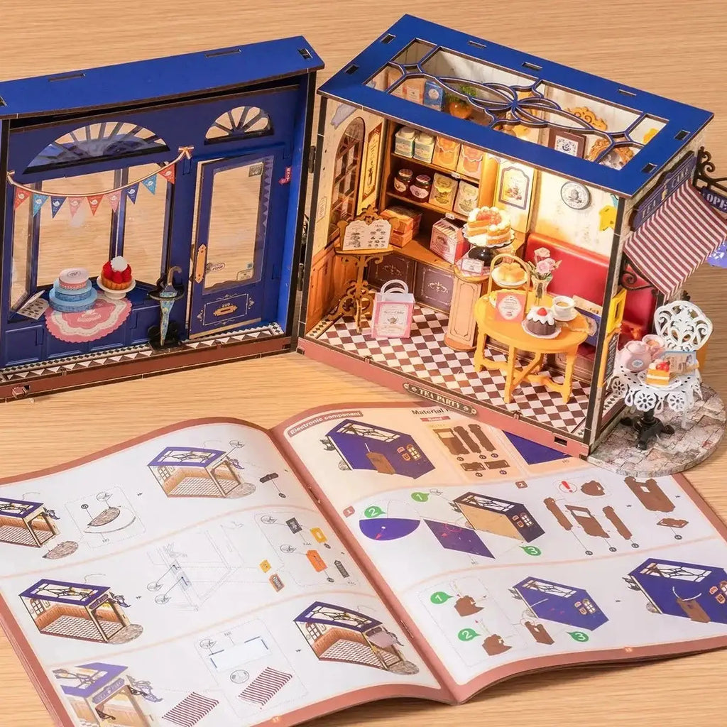 Leisure Time Tea Room DIY Miniature House Kit with LED Light