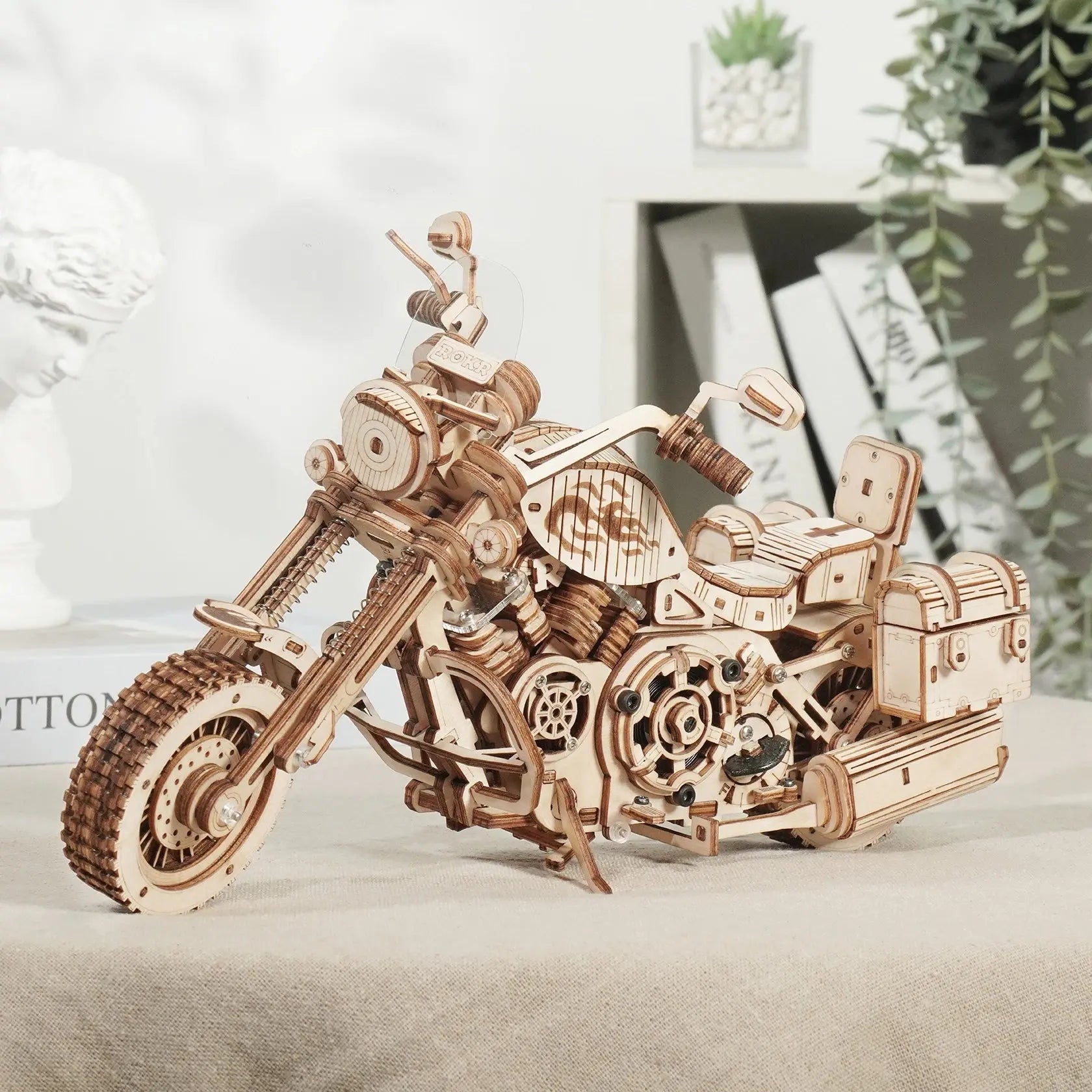 Robotime Rokr 420 PCS Cruiser Motorcycle DIY Wooden Model Building Block Kits Assembly Toy Gift for Children Adult Puzzle LK504 Model to assemble