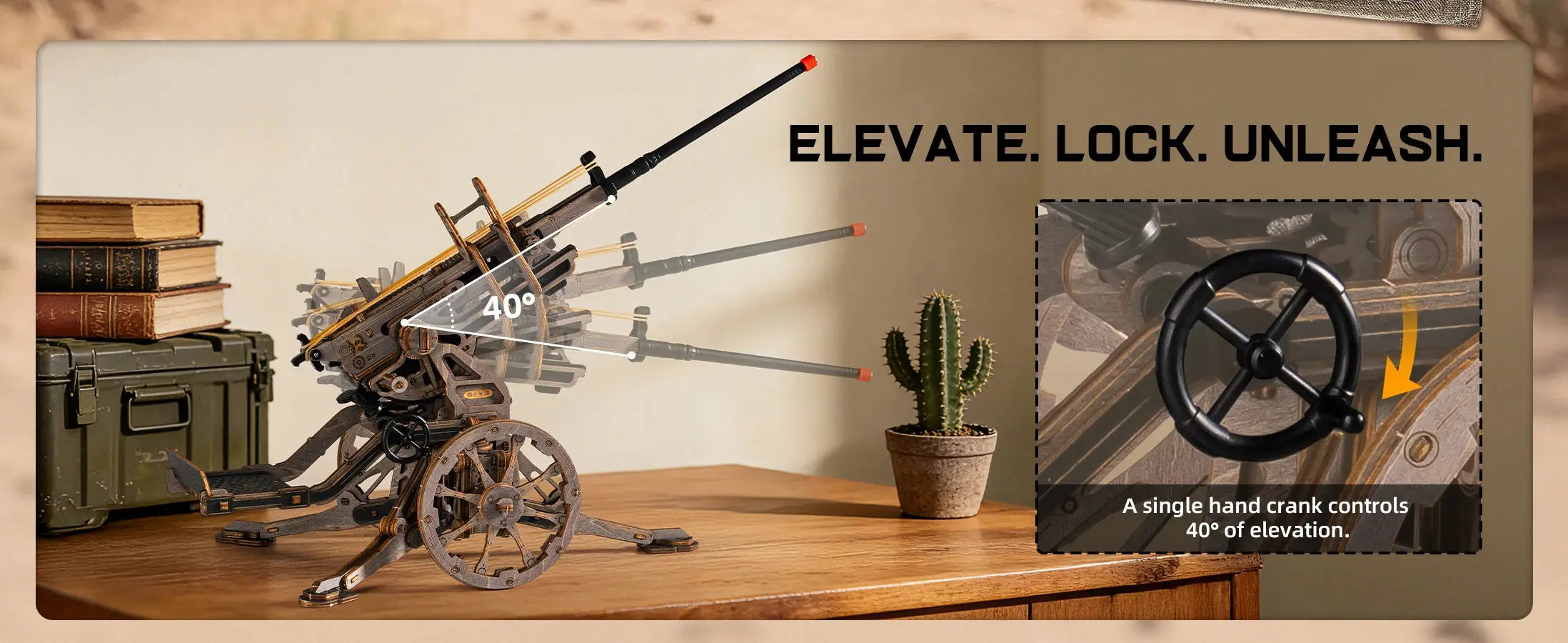 Anti-Aircraft Gun 3D Wooden Puzzle - Model to assemble