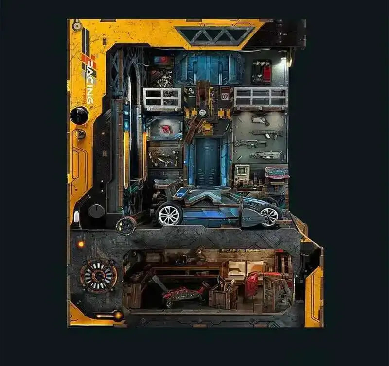 Automotive Workshop Wooden DIY Book Nook Figurines Miniatures Kits Bookshelf Home Bookend Decoration For Adult Handmade Gifts Model to assemble