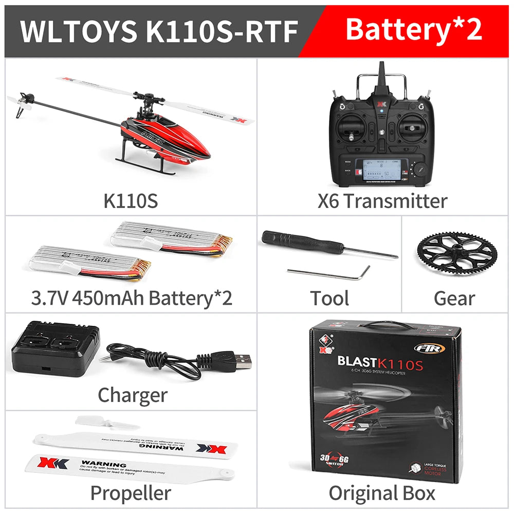 Wltoys XK K110S 6CH 3D 6G System Remote Control Toy Brushless Motor 2.4G RC Helicopter BNF/RTF Compatible With FUTABA S-FHSS Model to assemble