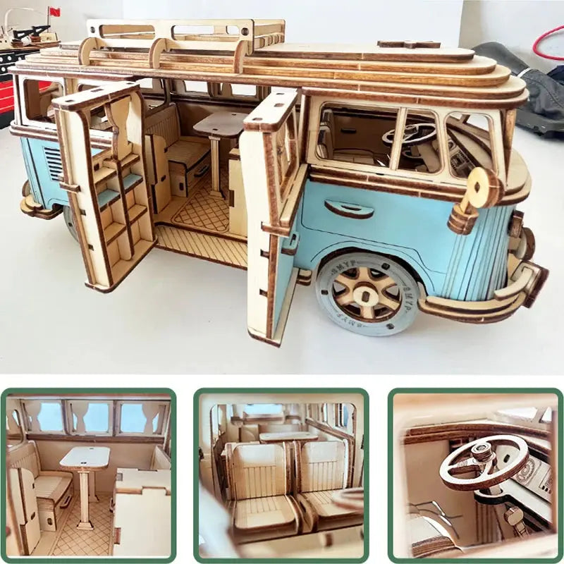 Retro Bus European-style Campervan Model to assemble