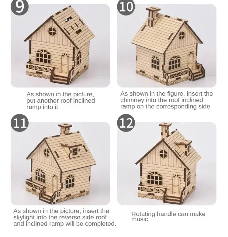 Wooden House Music Box Model Kit - Model to assemble