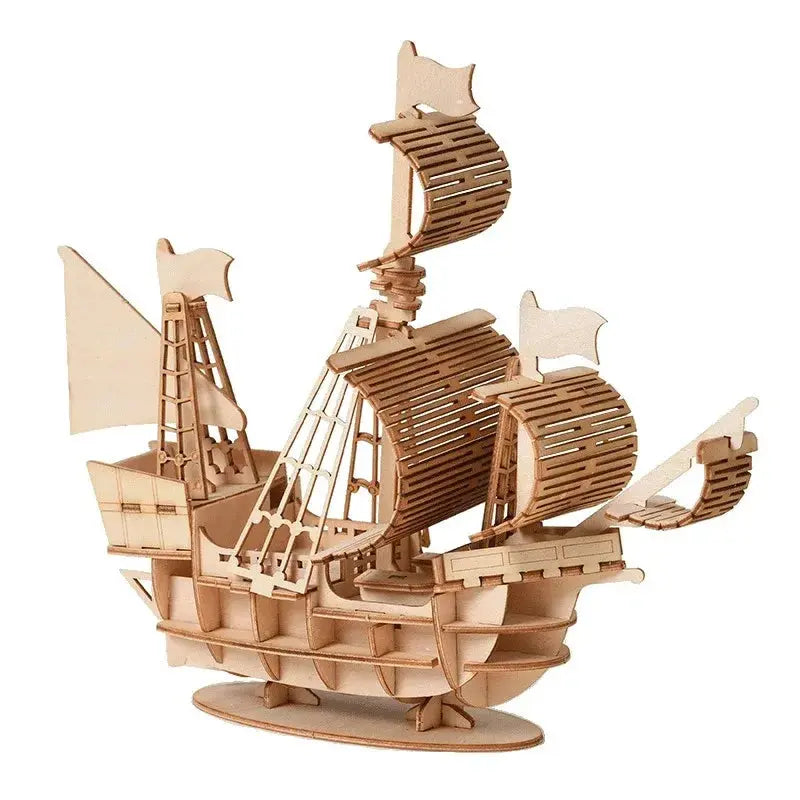 Sailboat Wooden 3D Puzzle Assembly - Model to assemble