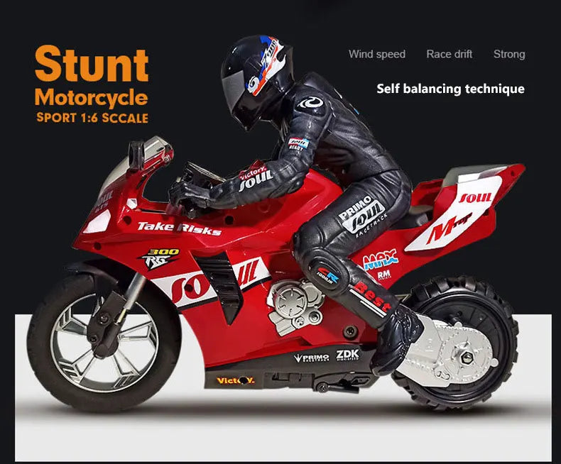 RC Motorcycle Self-Balancing 6 Axis of Gyroscope Stunt Racing Motorcycle Plastic RTR High Speed Off-Road Model Kid Toys For Boy Model to assemble