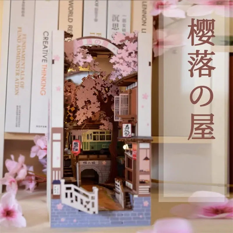Cherry Blossom Bookends Japanese DollHouse - Model to assemble