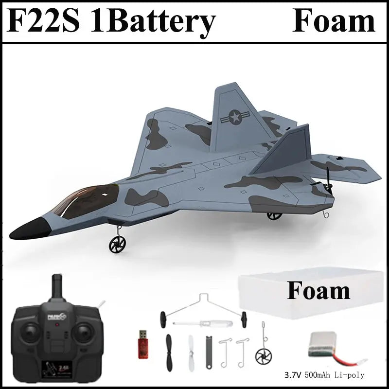 F22S Raptor RC Airplane – 4CH 2.4GHz Remote Control Fighter Jet with 3D/6G Gyroscope, LED Lights & Easy Flight Control Model to assemble