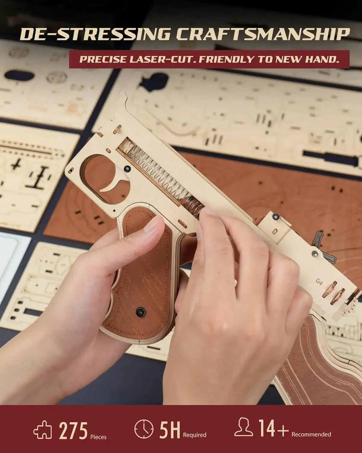 Thompson Submachine Gun 3D Wooden Puzzle - Model to assemble