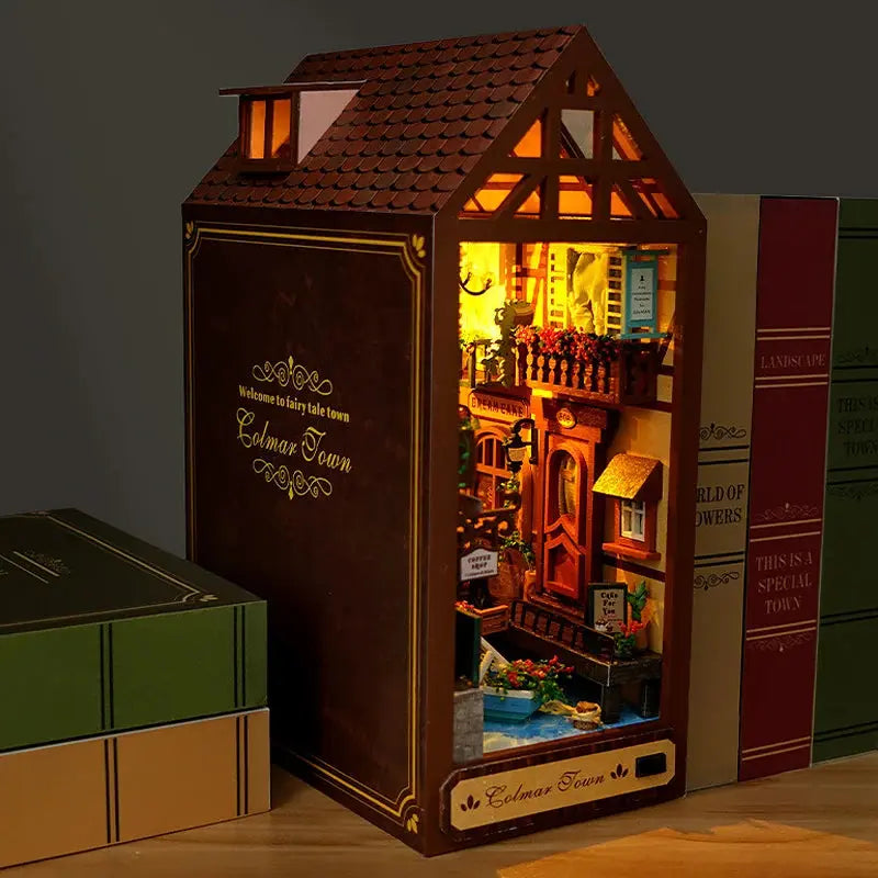 Wooden Doll House Bookshelf With Light - Model to assemble