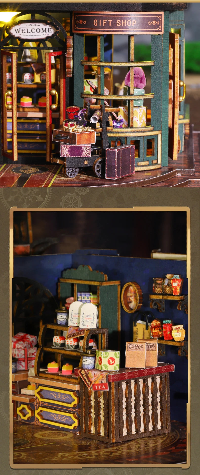 Rail-track Secluded City Figurines Miniatures Bookend Assembled Houses - Model to assemble