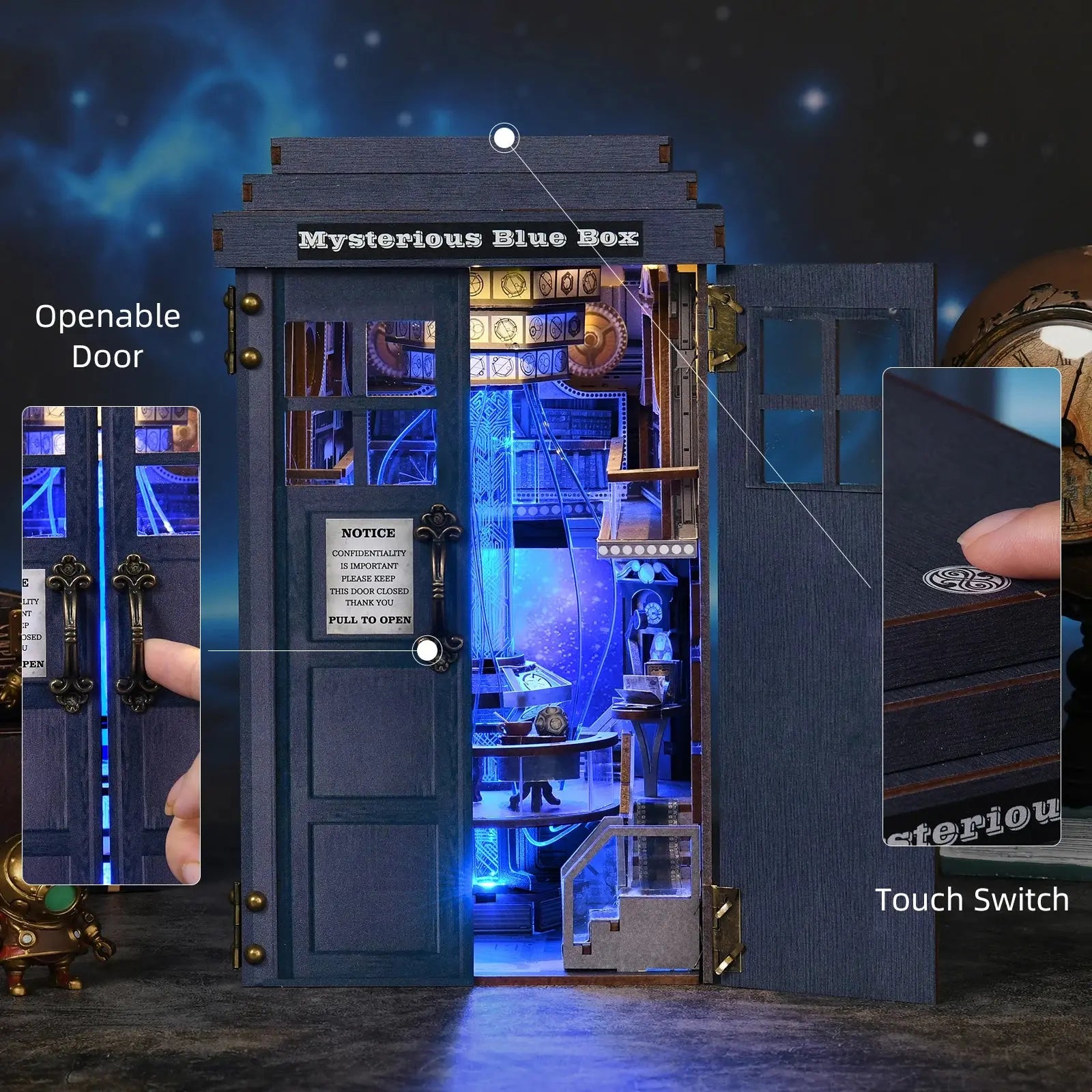 Mysterious Blue Box Bookend - Model to assemble