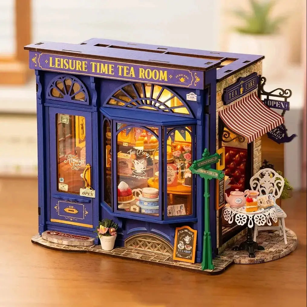 Leisure Time Tea Room DIY Miniature House Kit with LED Light