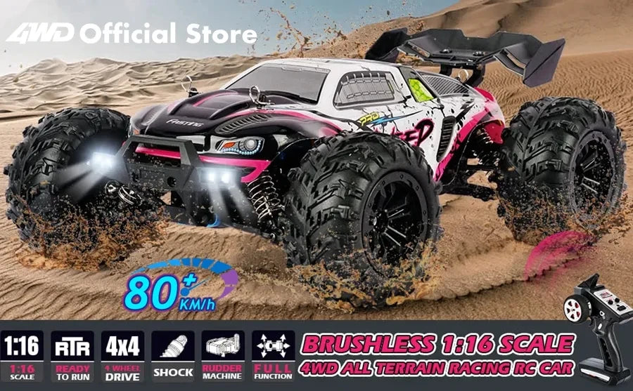 4WD Remote Control Car Off Road 4x4 RC High Speed Buggy Truck Super Brushless 50 or 80KM/H Fast Drift Racing Toy Kids Adults Model to assemble