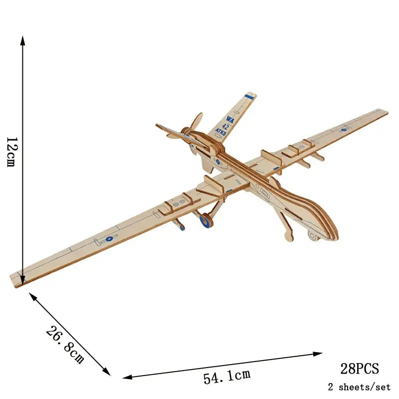 DIY Wooden 3D Fighter Jet Puzzle Model Kit – Handmade Airplane Assembly Toy for Kids - Model to assemble