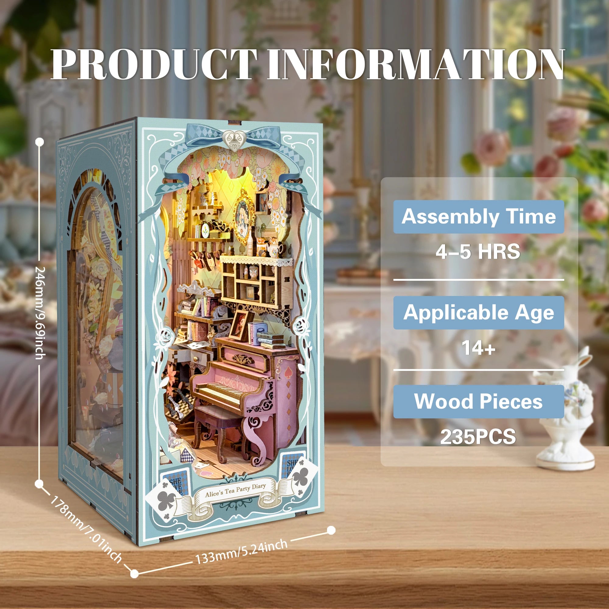 Princess Tea Party Diary Book Nook Shelf Insert - Model to assemble