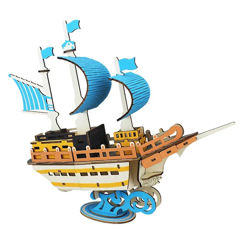 Asian Sailing Boat Ship Model Wood Jigsaw DIY Assembly Kits - Model to assemble