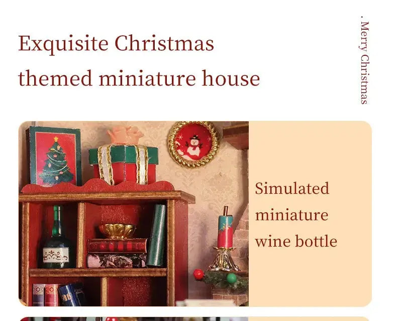 Christmas Night Warm House - Miniature Dollhouse DIY Kit with Music Box - Model to assemble