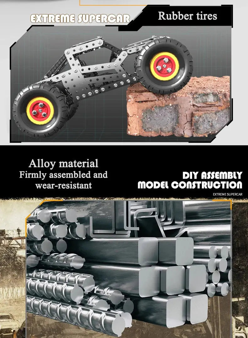 Racing Off-road Vehicle Model Screws And Nuts Disassembly Model to assemble