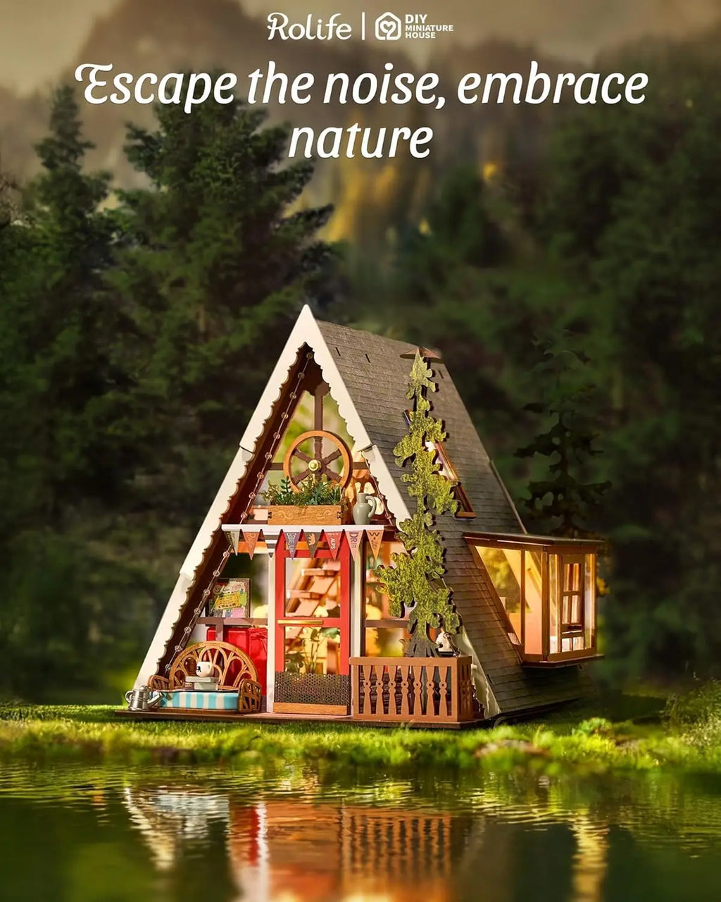 Miniature Frame Cabin with Openable Skylight - Model to assemble