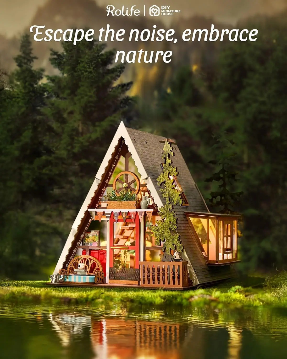 Miniature Frame Cabin with Openable Skylight - Model to assemble