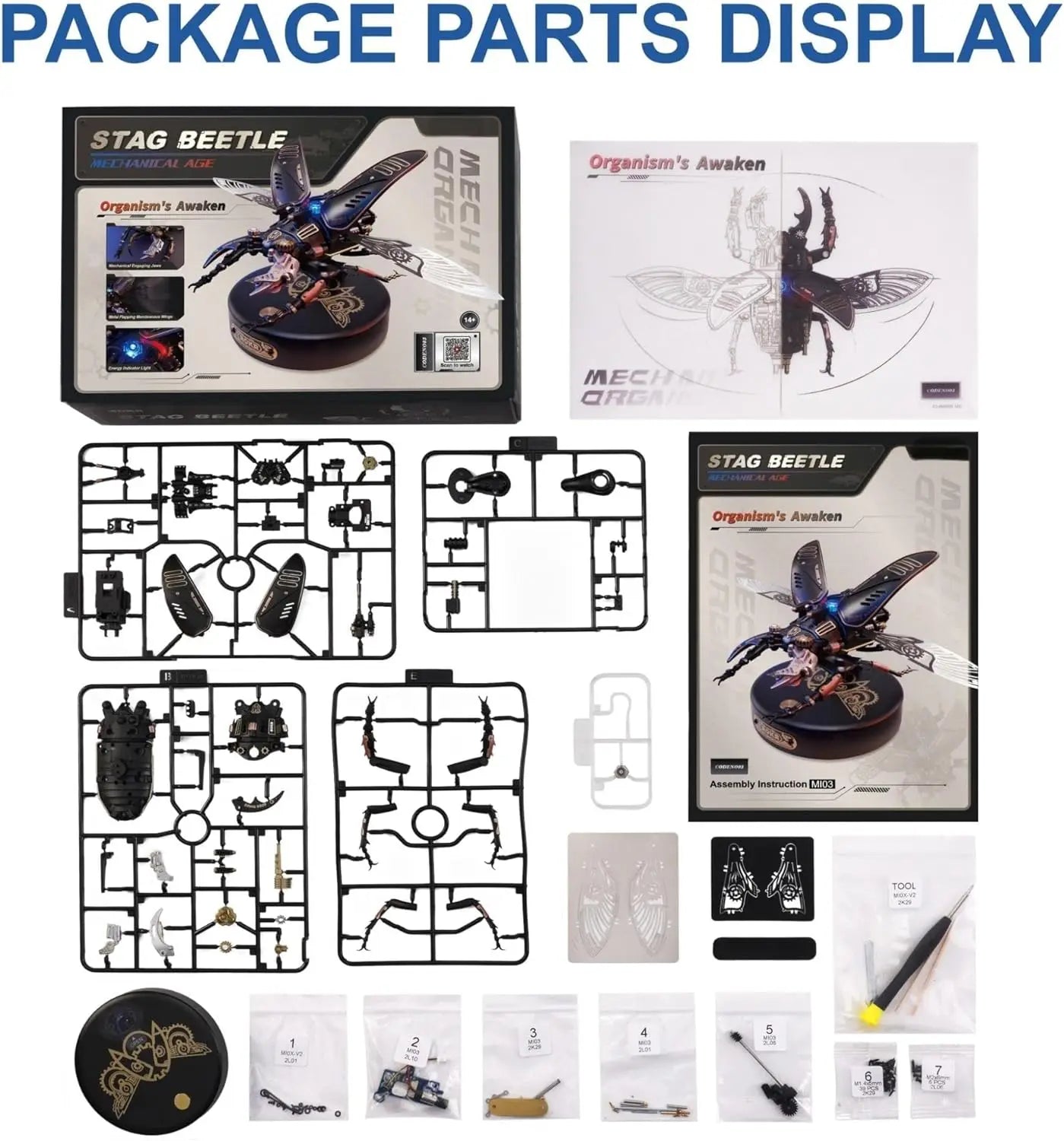 Robotime Rokr Stag Beetle Metal 3D Puzzles Games Punk Style Gift for Birthday Easy Assembly Mechanical Design DIY Toys - MI03 Model to assemble