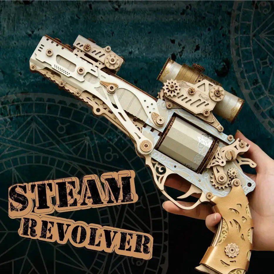 Steampunk Revolver Wooden Model Kits Model to assemble