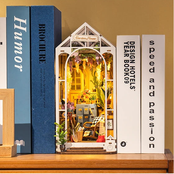 Robotime Rolife DIY Book Nook Wooden Miniature Doll House for Bookshelf Insert Furniture Model to assemble