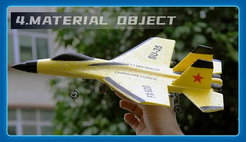 SU-35 RC Fighter Jet Foam Glider – 2.4G Remote Control Fixed Wing Airplane for Kids & Hobbyists - Model to assemble