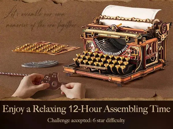 Mechanical Typewriter Wooden Model Kit - Model to assemble