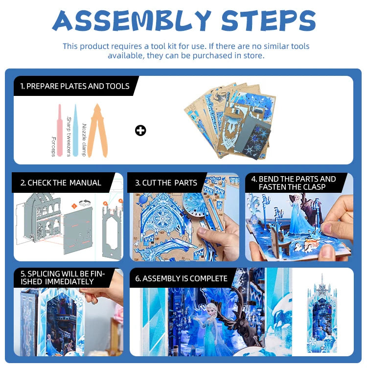 MU Frozen Bookend 3D Metal Puzzle DIY Assembly Kit, Brain Teaser, Office Decor, Birthday Christmas Halloween Gift, Collectible Model to assemble