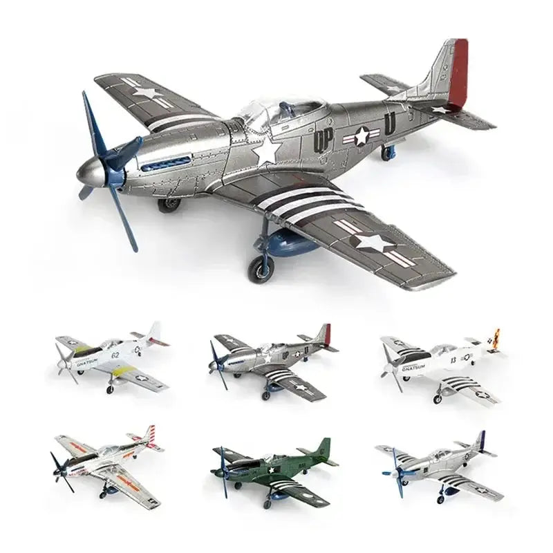 1:48 WWII P-51D Mustang Fighter Model Kit — 4D, Glue-Free, 6-Color, 20 Pieces