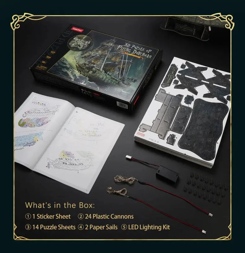 Green LED Flying Dutchman Pirate Ship Model to assemble