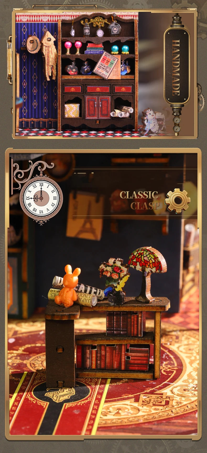 Rail-track Secluded City Figurines Miniatures Bookend Assembled Houses - Model to assemble