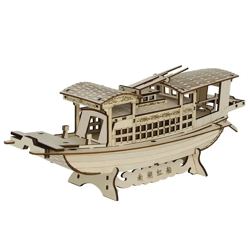 Asian Sailing Boat Ship Model Wood Jigsaw DIY Assembly Kits - Model to assemble