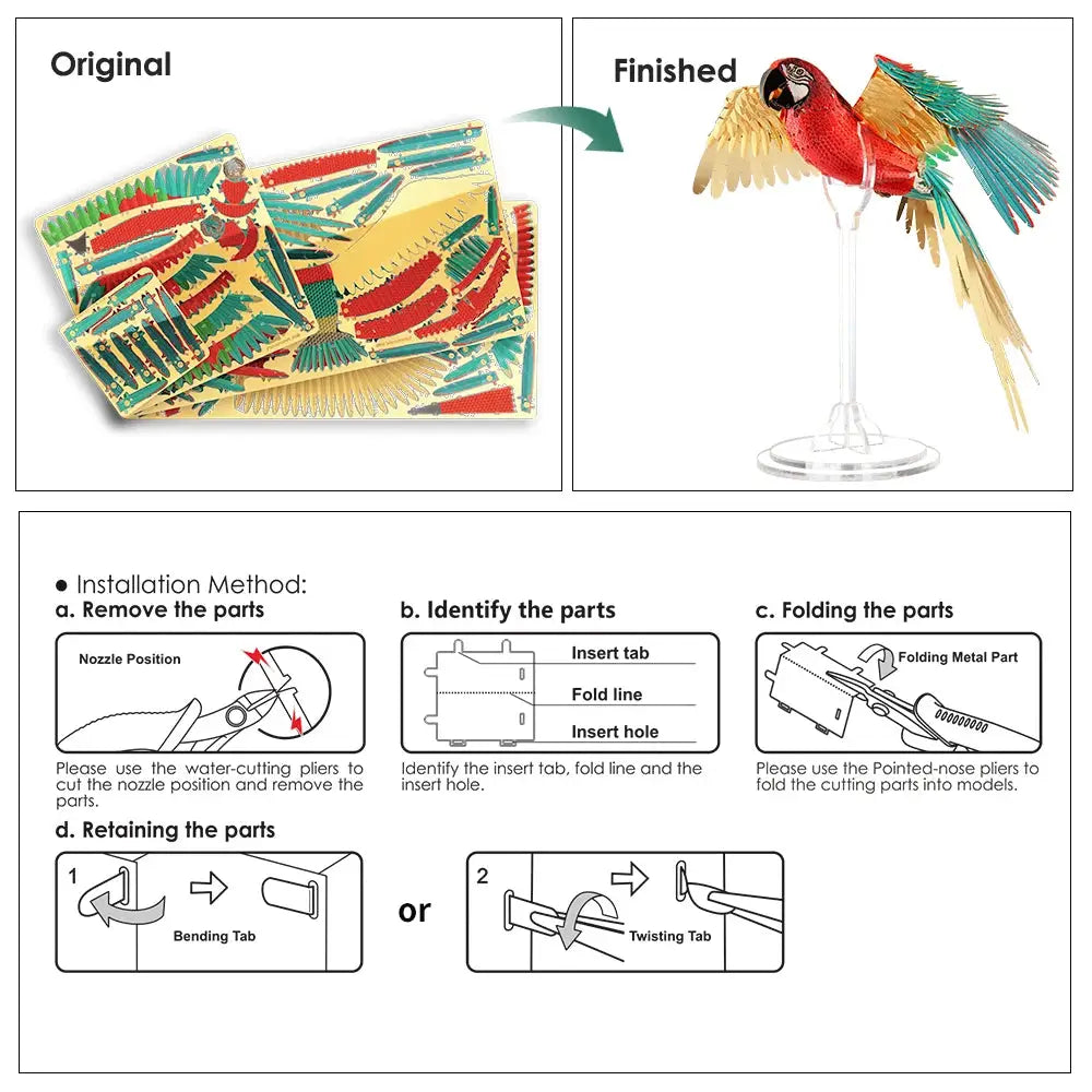 Scarlet Macaw 3D Metal Model Kit
