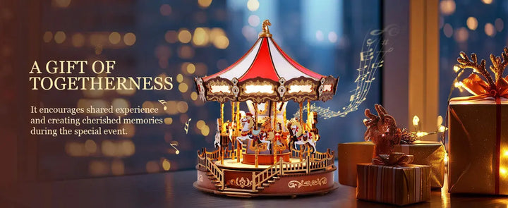 Carousel Music Box With LED Lights Gear - Model to assemble