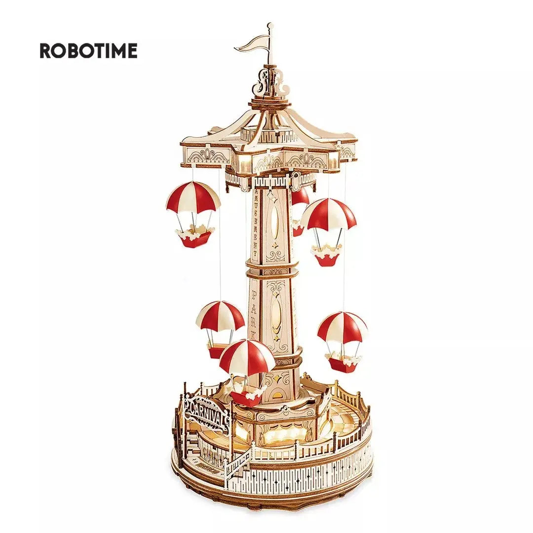 Parachute Tower Music Box Moveable Magic Amusement Park - Model to assemble