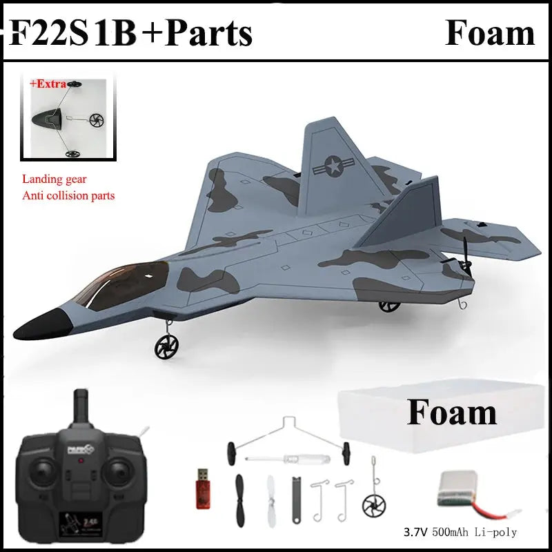 F22S Raptor RC Airplane – 4CH 2.4GHz Remote Control Fighter Jet with 3D/6G Gyroscope, LED Lights & Easy Flight Control Model to assemble