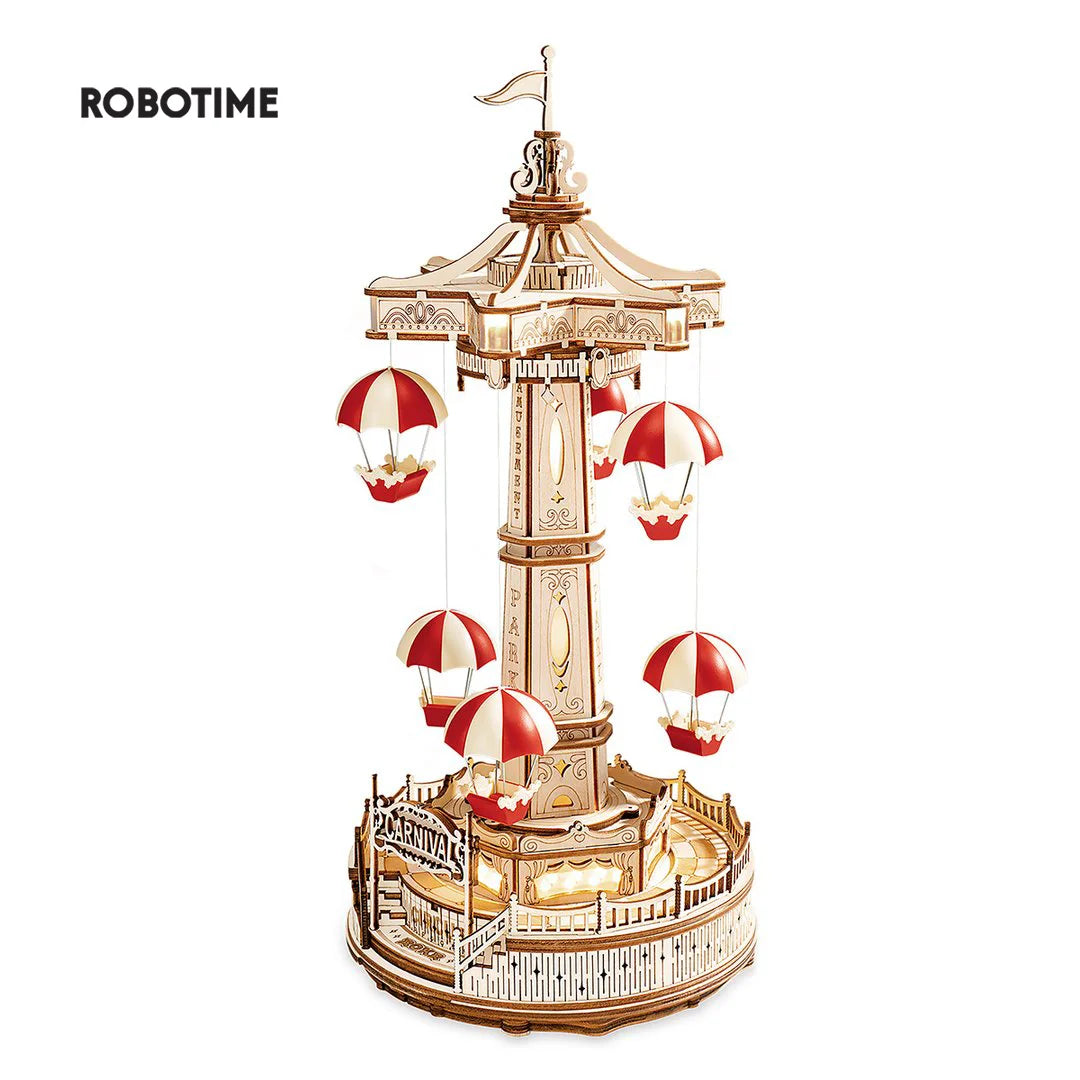 Parachute Tower Music Box Moveable Magic Amusement Park - Model to assemble