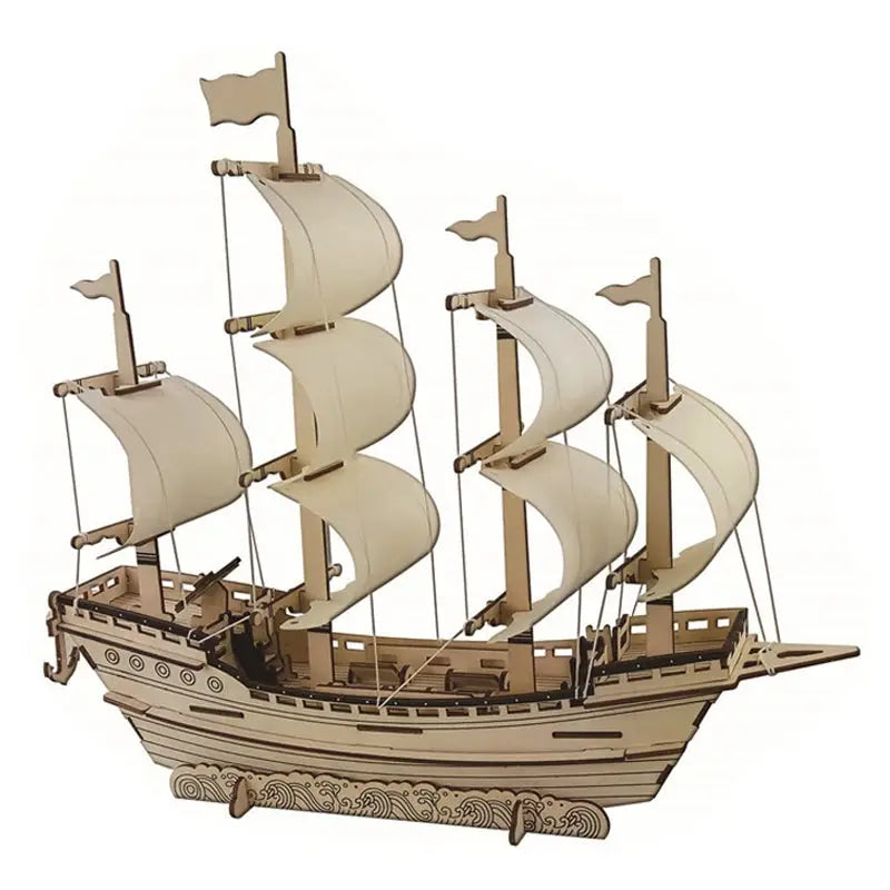 Asian Sailing Boat Ship Model Wood Jigsaw DIY Assembly Kits - Model to assemble