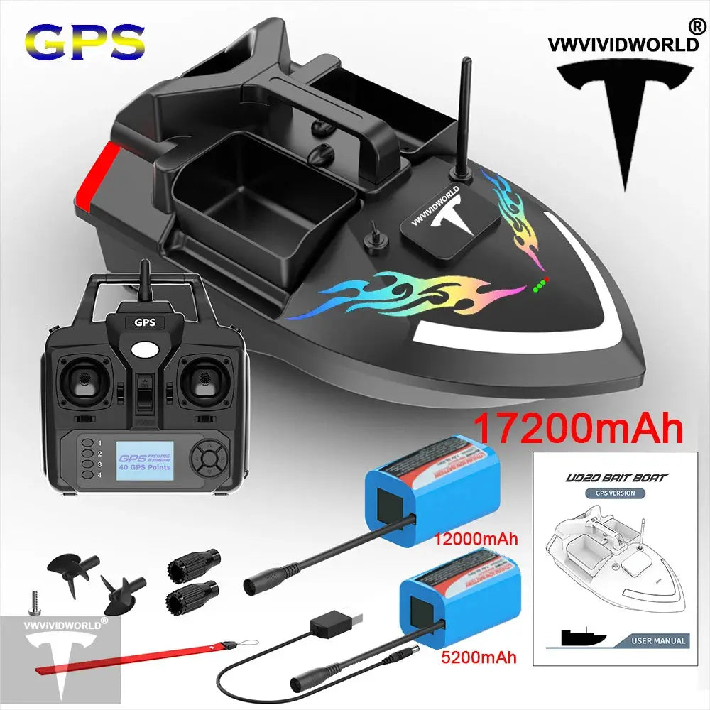 GPS Fishing Bait Boat – 2KG Capacity, 40 Waypoints & Auto Return - Model to assemble