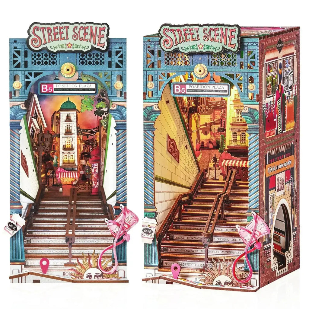 Street Scene Book Nook Set with Light - Model to assemble