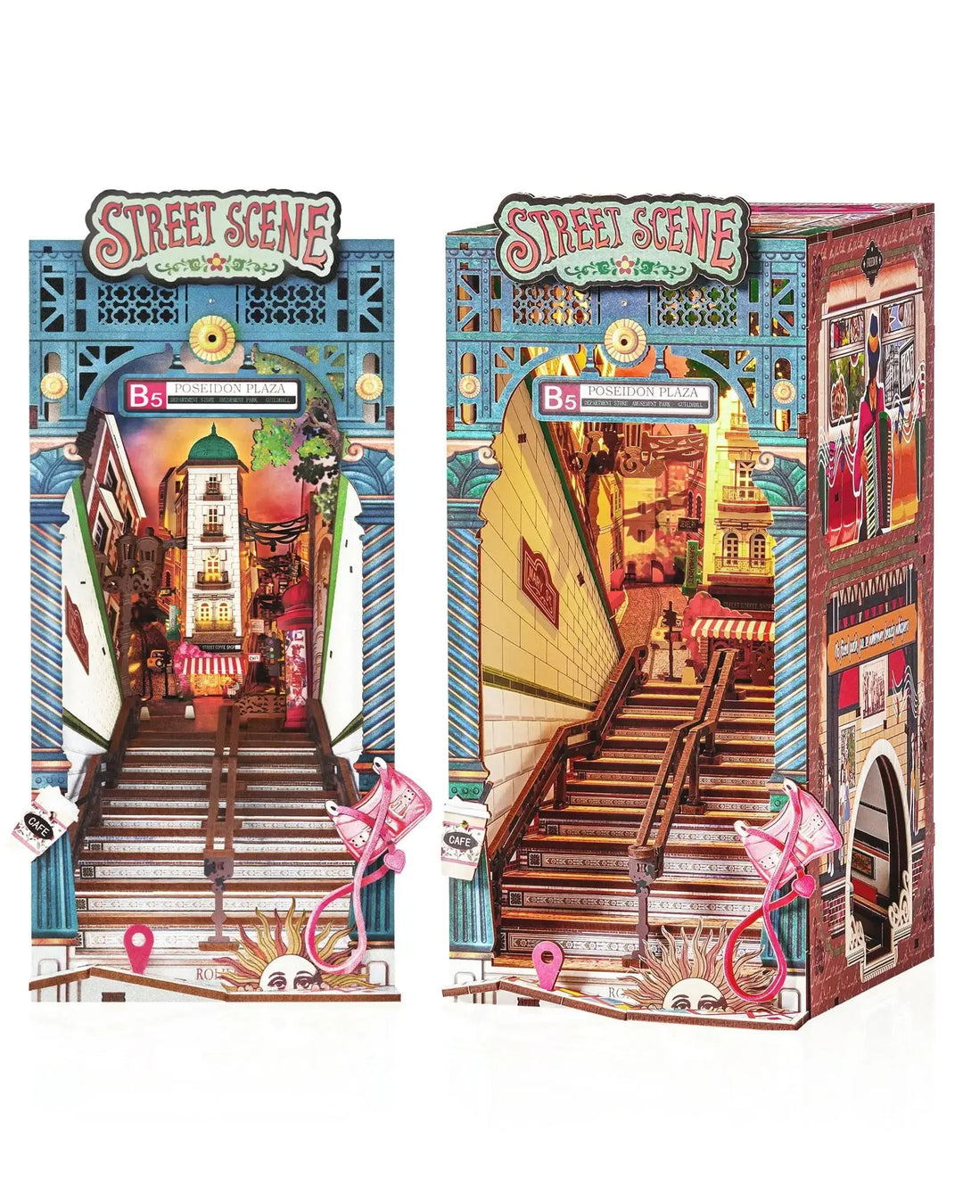 Street Scene Book Nook Set with Light - Model to assemble