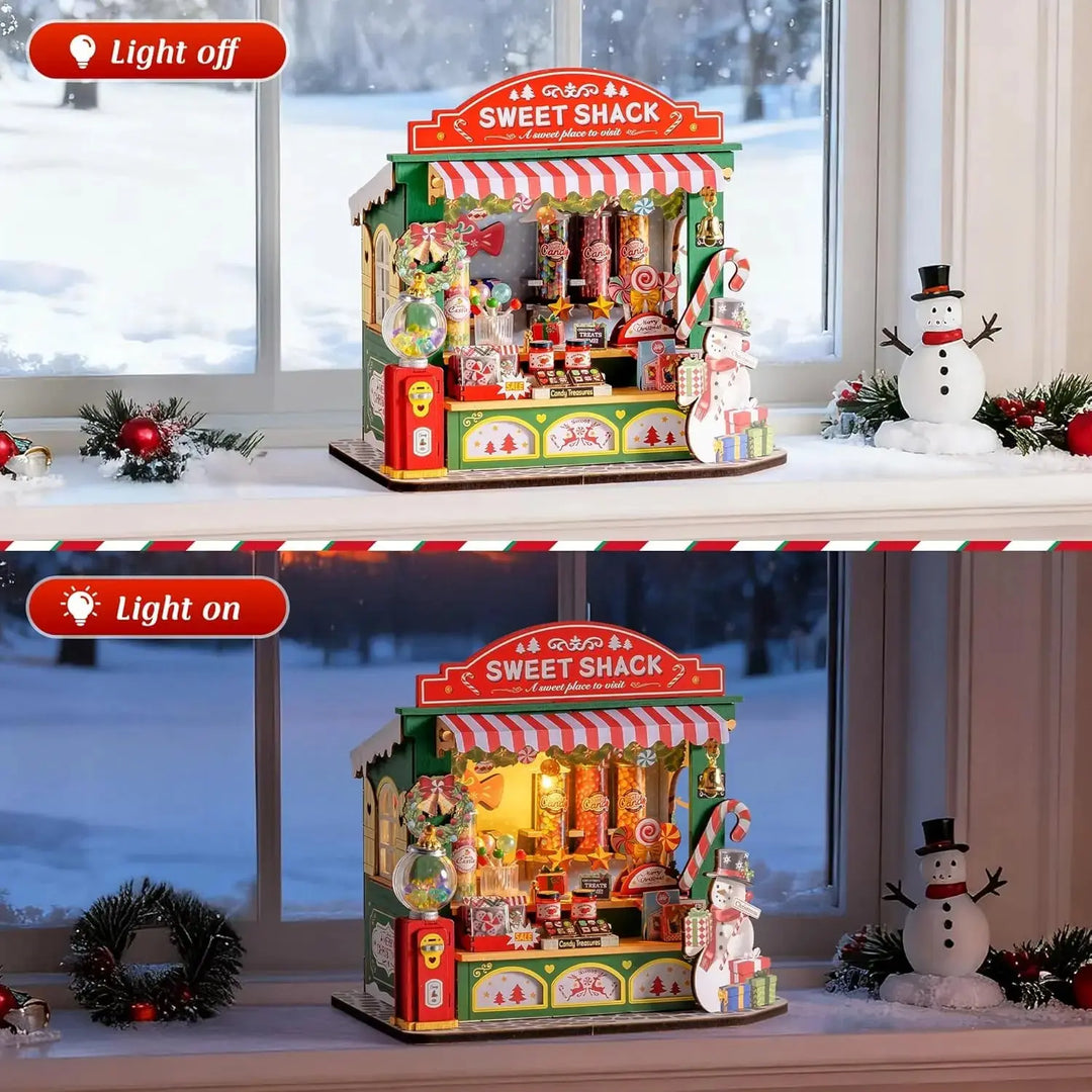 Christmas Candy Stall Dolls House, Christmas Decor - Model to assemble