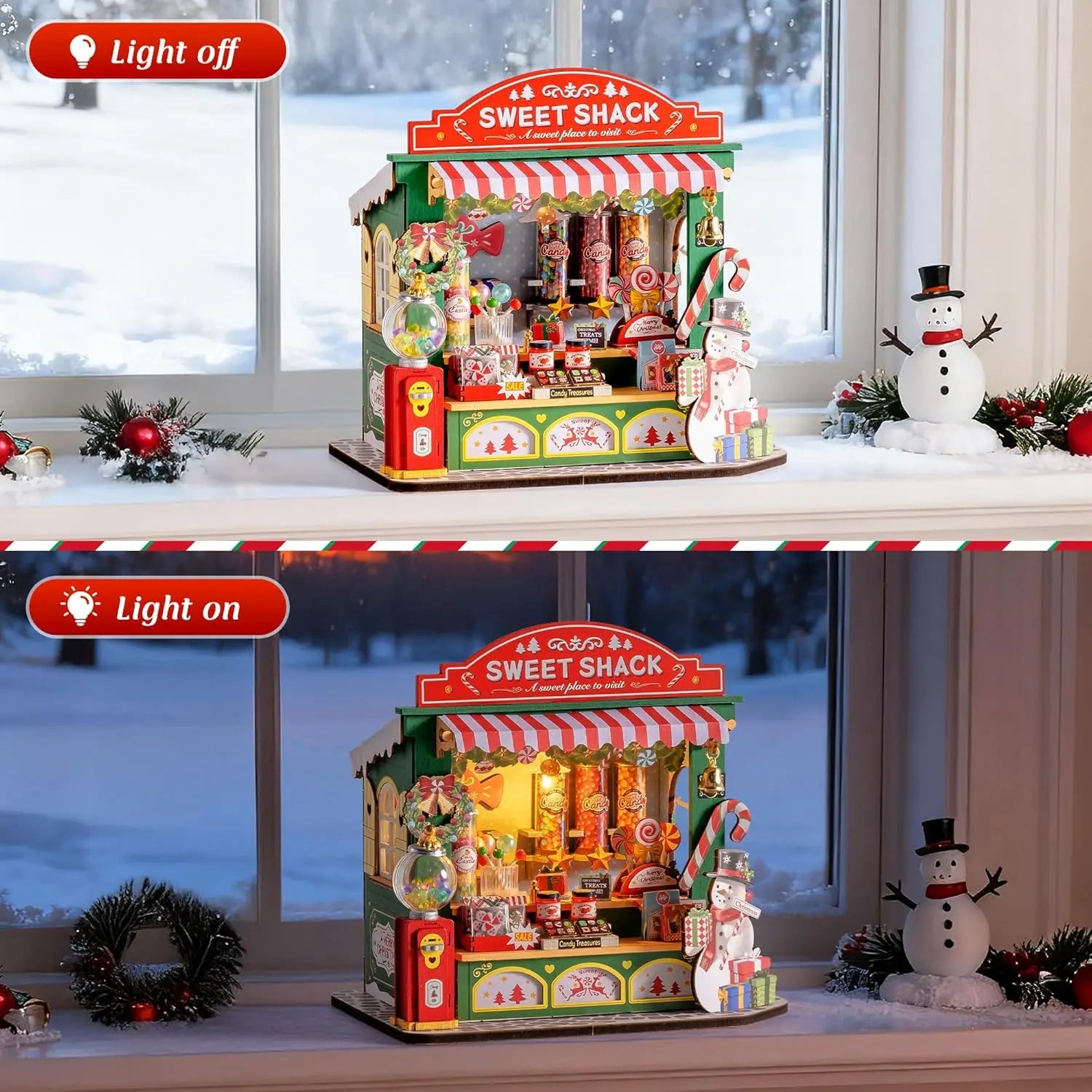 Christmas Candy Stall Dolls House, Christmas Decor - Model to assemble