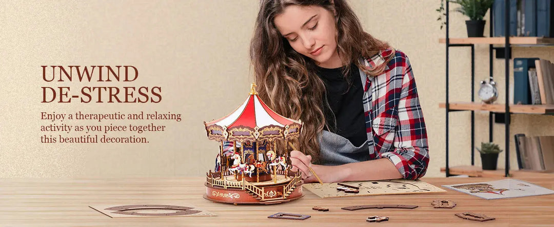 Carousel Music Box With LED Lights Gear - Model to assemble